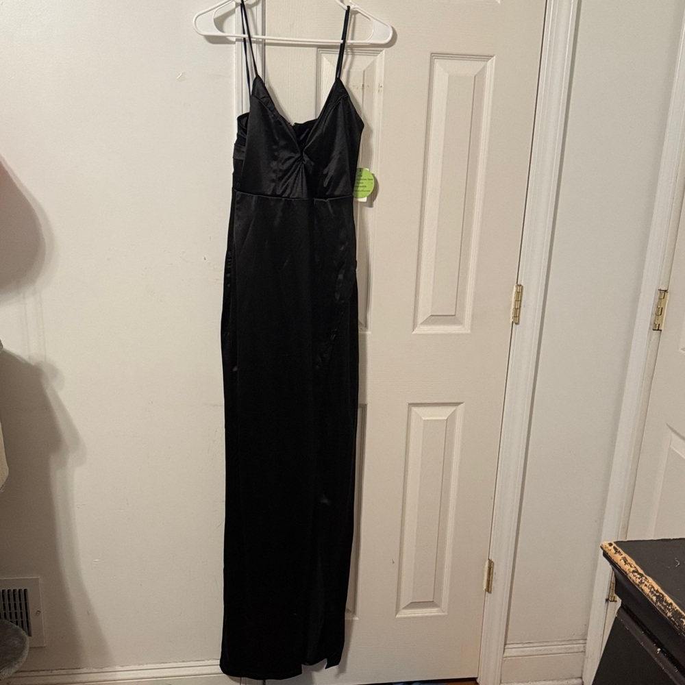 Windsor Black Satin Maxi Dress